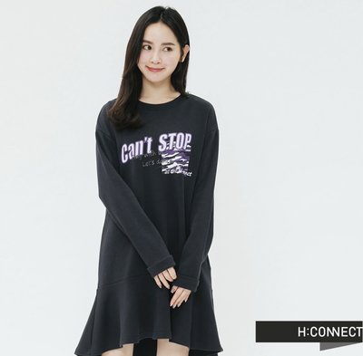 全新百貨專櫃韓國品牌 女裝 H:CONNECT-連身魚尾印字洋裝-藍尺碼XS