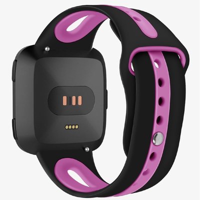 Fitbit Versa Lite手表錶帶  快拆錶帶 雙色開口矽膠TPU運動錶帶 腕帶 替換帶 男女 23mm 大小號