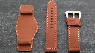 24mm皮底皮面,平面Banda出品panerai小沛的新衣bund watch strap飛行軍錶風格