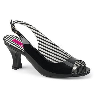 Shoes InStyle《三吋》美國品牌 PINK LABEL 原廠正品漆皮中低跟魚口涼鞋有大尺碼 9-16碼『黑色』