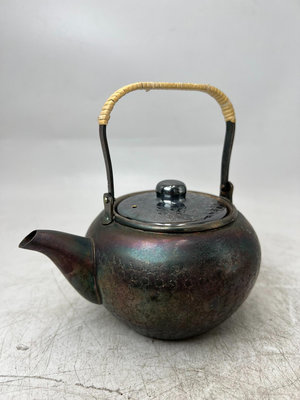 日本銅器 銀川堂 銅鍍銀茶壺 急需壺 450毫升左右 實物拍