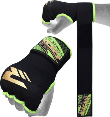 【千里之行】英國RDX半指凝膠拳擊手套內襯套可取代手綁帶繃帶-黑綠-另有重訓手套腰帶
