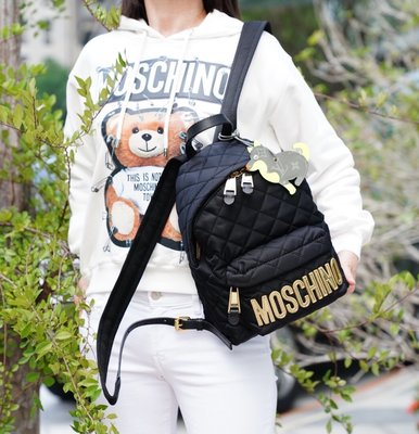 【COCO 精品專賣】Moschino backpack 小型後背包 黑金 現貨