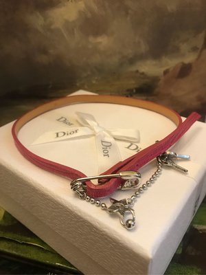 Christian Dior 桃紅色 皮革 頸鍊 項鍊