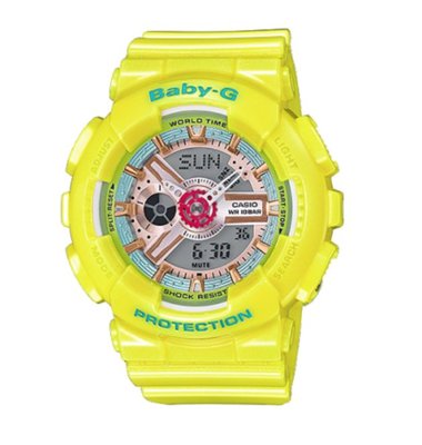 CASIO 卡西歐 Baby-G 夏日魅力黃系列 雙顯休閒運動錶 /BA-110CA-9A