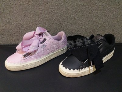 【Dr.Shoes】Puma Basket Heart 女鞋 蝴蝶結 皮革 休閒鞋 粉紅366979-02 黑03