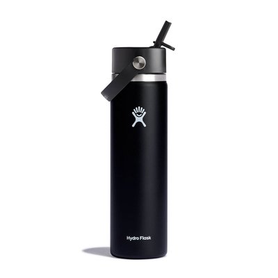 【Hydro Flask】24oz 710ml 黑【寬口 / 吸管蓋】保溫鋼瓶 吸管水瓶不鏽鋼保溫保冰瓶保冷保溫瓶水壺