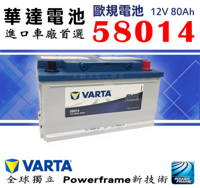 全動力-新華達 VARTA 歐規電池 58014 (12V80Ah) 充電制御車款 歐規車款 福斯 賓士 寶馬適用
