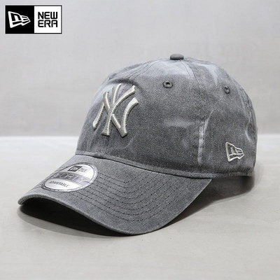 熱款直購#NewEra帽子韓國代購紐亦華軟頂大標NY洋基隊扎染MLB棒球帽灰色潮