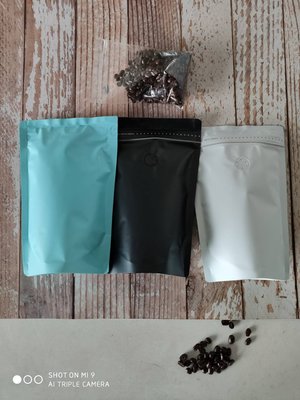 單向氣閥/半磅裝咖啡黑色.白色/藍色自立袋/半磅鋁箔咖啡自立袋側拉鍊單向氣閥自封咖啡包裝袋.
