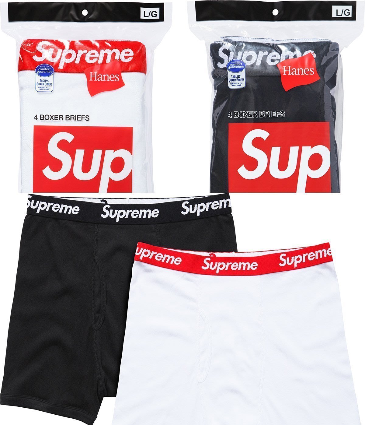 美國鞋校】現貨Supreme x Hanes Boxer Briefs 內褲黑/白4件1組| Yahoo