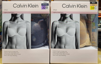 【小如的店】COSTCO好市多代購~Calvin Klein CK 凱文克萊 女舒適軟鋼圈內衣/胸罩-經典舒適基本款(2件組) 1211078