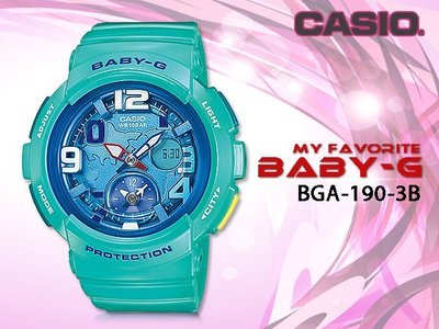 CASIO 時計屋 卡西歐手錶 Baby-G BGA-190-3B 地圖錶盤設計 女錶 保固 附發票