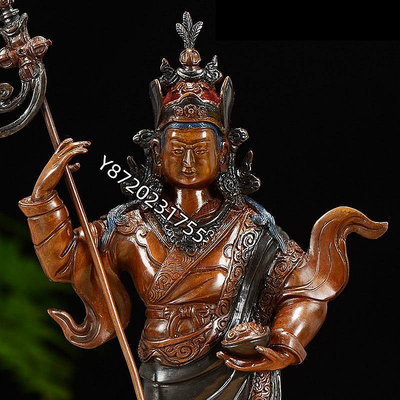尼泊爾銅像蓮花生大師手工銅8寸客廳用品站立蓮花生大士【功德坊】銅器 佛像 擺件