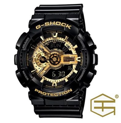 【天龜】CASIO G SHOCK 重機感 雙顯運動錶 黑金 GA-110GB-1A