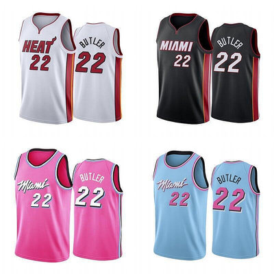 W邁阿密熱火球衣刺繡版 22號 Jimmy Butler 籃球球衣單上衣歐碼
