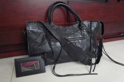 Balenciaga Part Time Bag (降價出清) 真品 黑色優質羊皮 中款機車包
