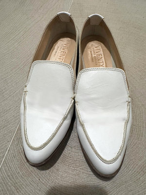 VIVENTY 義大利製 真皮 白色 皮鞋 尖頭 平底鞋 樂福鞋
