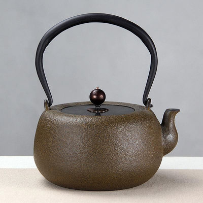 簡約黃肌鑄鐵壺煮水日本南部純手工無涂層家用復古老鐵壺茶具套裝~居家