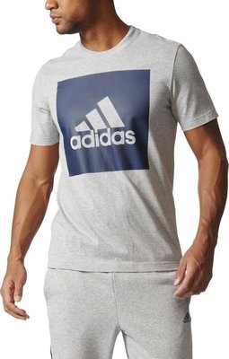adidas Essentials Box Logo Tee S98725 灰藍配色 綿質短袖T恤 全新M號 5折價