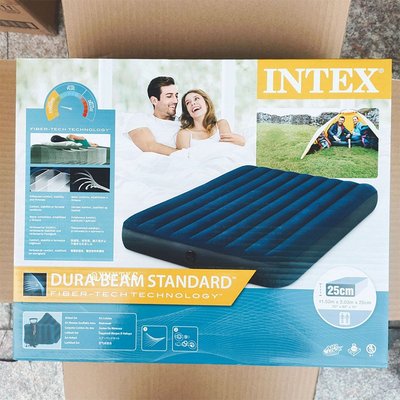 INTEX64756-64755戶外野營充氣床墊雙人單人便攜式植絨空氣床