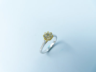 %玉承珠寶%天然鑽石金色花型托台一克拉鑽戒A291(珠寶設計訂做)