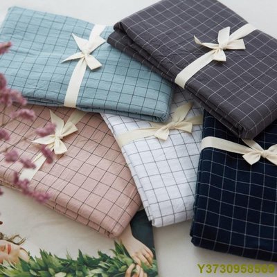 日式純棉水洗棉枕頭罩枕頭套良品簡約格子枕巾床品套件單品單人清新文藝-MIKI精品