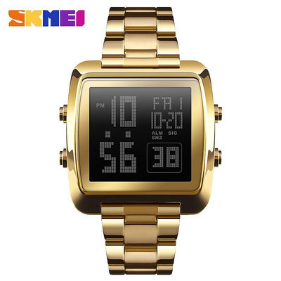 Skmei 時刻美 1369 商務成熟男士爆款電子錶 鋅合金 方形表 大表盤 鋼錶帶手錶（2023年機芯升級款）
