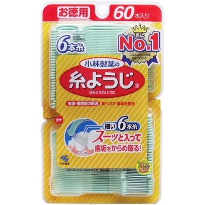 【JPGO日本購】日本進口 小林製藥 德用 牙線棒 牙線(6線) 60支入 #895