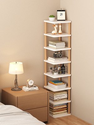 書架簡易落地多層置物架臥室收納架客廳展示架家用小型書柜實木