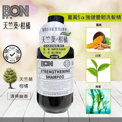 BON薑黃5a強健豐韌洗髮精300ml 無矽靈洗髮精 植物性洗髮精 抗頭皮屑洗髮精