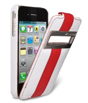【Melkco】出清現貨 下翻來電顯開框白紅直Apple蘋果 iPhone 4S 4 皮套保護殼保護套手機殼手機套