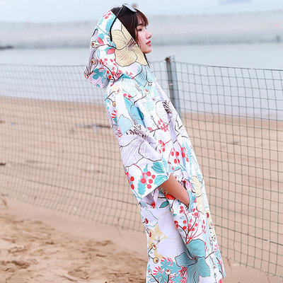 現貨 韓國可穿式吸水速干毛巾衣沙灘浴袍成人潛水游泳浴巾斗篷男女通用