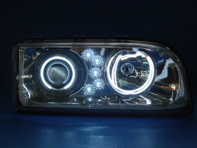 小亞車燈╠ 全新手工版VOLVO-850晶鑽LED玻璃H1魚眼CCFL光圈大燈
