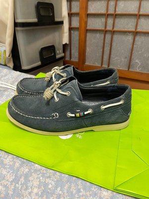 「 二手鞋 」 Ecco 男版帆船鞋 41號（藍）鐵3-3
