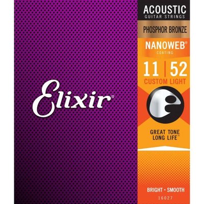 【羅可音樂工作室】Elixir NANOWEB薄膜 磷青銅 PHOSPHOR BRONZE 木吉他弦(11-52)