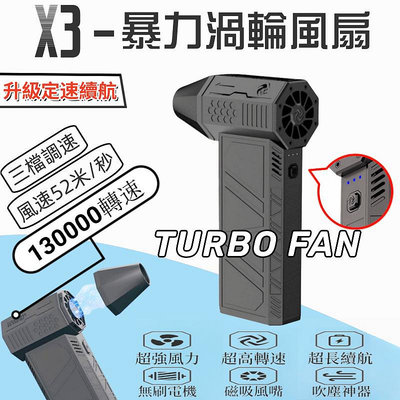 【】X3 Turbo無刷暴力渦輪風扇 130000RPM 無級變速渦輪風扇 迷你手持鼓風機 渦輪吹塵槍 渦輪風扇