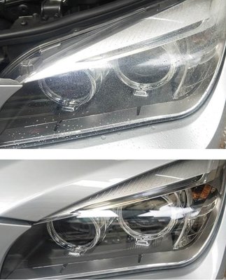 大燈快潔現場施工 BMW 寶馬 E84 F25 X1 原廠車大燈泛黃霧化拋光修復翻新處理