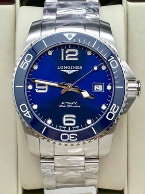 重序名錶 LONGINES 浪琴 康卡斯潛水系列 水鬼 浪鬼 藍色陶瓷圈 41mm 自動上鍊腕錶 台灣公司貨