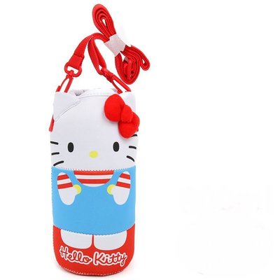 ＊小容容＊日本直送 Sanrio 造型寶特瓶套附背帶/水壺袋/水壺套/寶特瓶套(Hello Kitty)500-600m