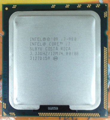 【含稅】Intel Core i7-980 3.33G SLBYU 1366 6核12線 QS正顯CPU 一年保