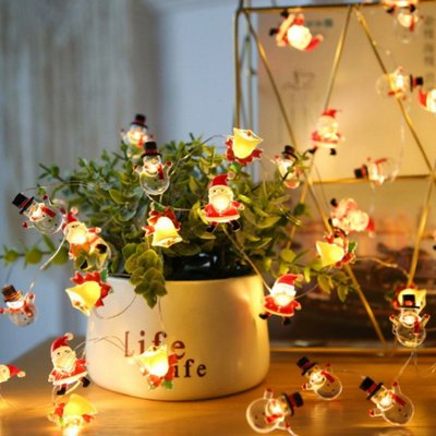 聖誕節裝飾彩燈 LED燈串 聖誕老人雪人麋鹿鈴鐺燈串 家庭聖誕派對裝飾-好鄰居百貨