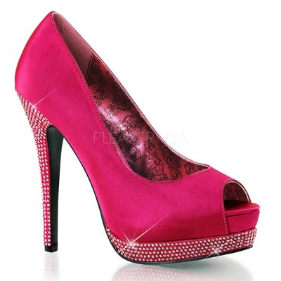 Shoes InStyle《五吋》美國品牌 BORDELLO 原廠正品水鑚緞面厚底高跟魚口鞋 出清『紫紅色』