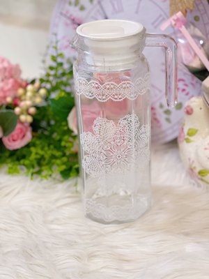 粉紅玫瑰精品屋～🌷韓國蕾絲耐熱玻璃冷水壺🌷