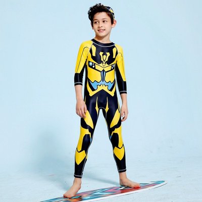 兒童泳衣 男童連身長袖長褲防晒潛水服 中小學生專業男孩泳裝