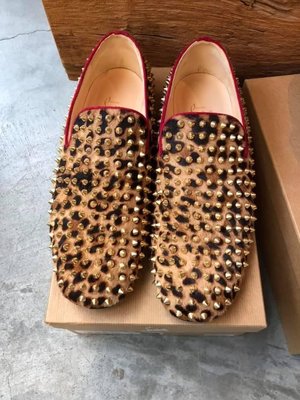 Christian Louboutin 紅底鞋 男鞋 size 43 限量卯釘豹紋 原價3-4萬 正品購於香港