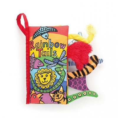預購 英國經典暢銷品牌 JellyCat 嬰兒刺激感官益智布書 尾巴書 Tail book 可愛動物彩虹尾巴系列 彌月禮