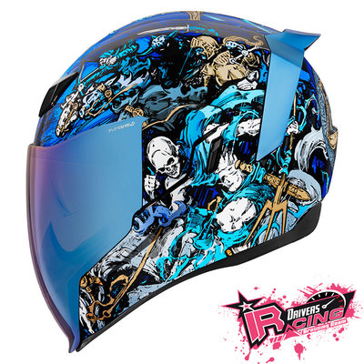 ♚賽車手的試衣間♚ Icon® Airflite 4Horsemen 美國 原裝 街頭 重機 冰河藍 全罩 安全帽