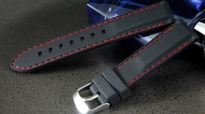 18mm 通用型賽車疾速風格矽膠錶帶不鏽鋼製錶扣,紅色縫線,雙錶圈,diesel seiko