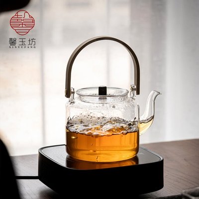 現貨熱銷-玻璃茶壺單壺電陶爐燒水壺煮茶茶具耐熱高溫加厚提梁壺大號泡茶器茶壺單壺